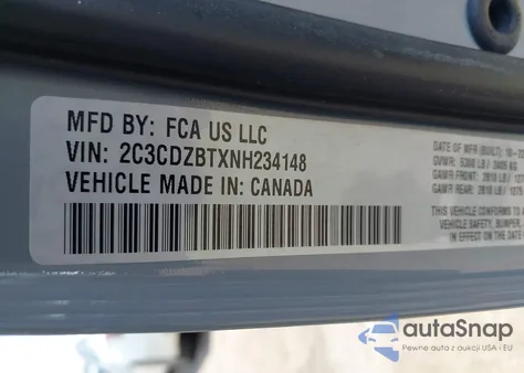 2022 Dodge Challenger R/T from USA, damaged, VIN 2C3CDZBTXNH234148